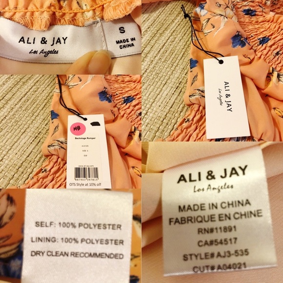 NWT Ali & Jay | Peach Floral Backstage Romper Small - Picture 7 of 10